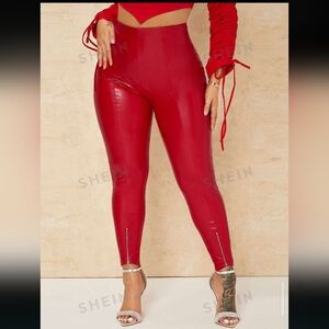 Trends SHEIN X Sanya High Waist PU Leather Skinny Pants